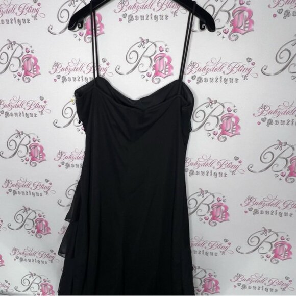 City triangles dress gown tiered ruffle frilly detail beaded black milkmaid tank - Picture 2 of 12